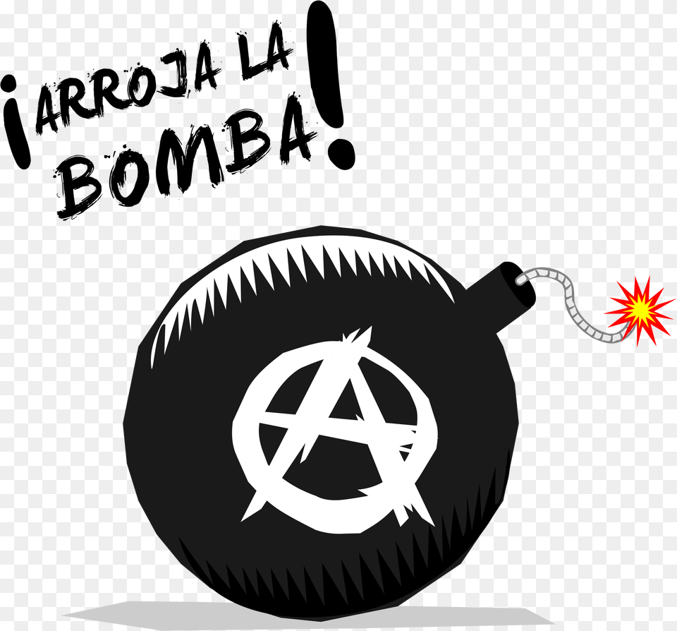 Transparent Bomb Clipart Black And White Anarchy Symbol On A Bomb, Ammunition, Weapon, Animal, Fish Png Image