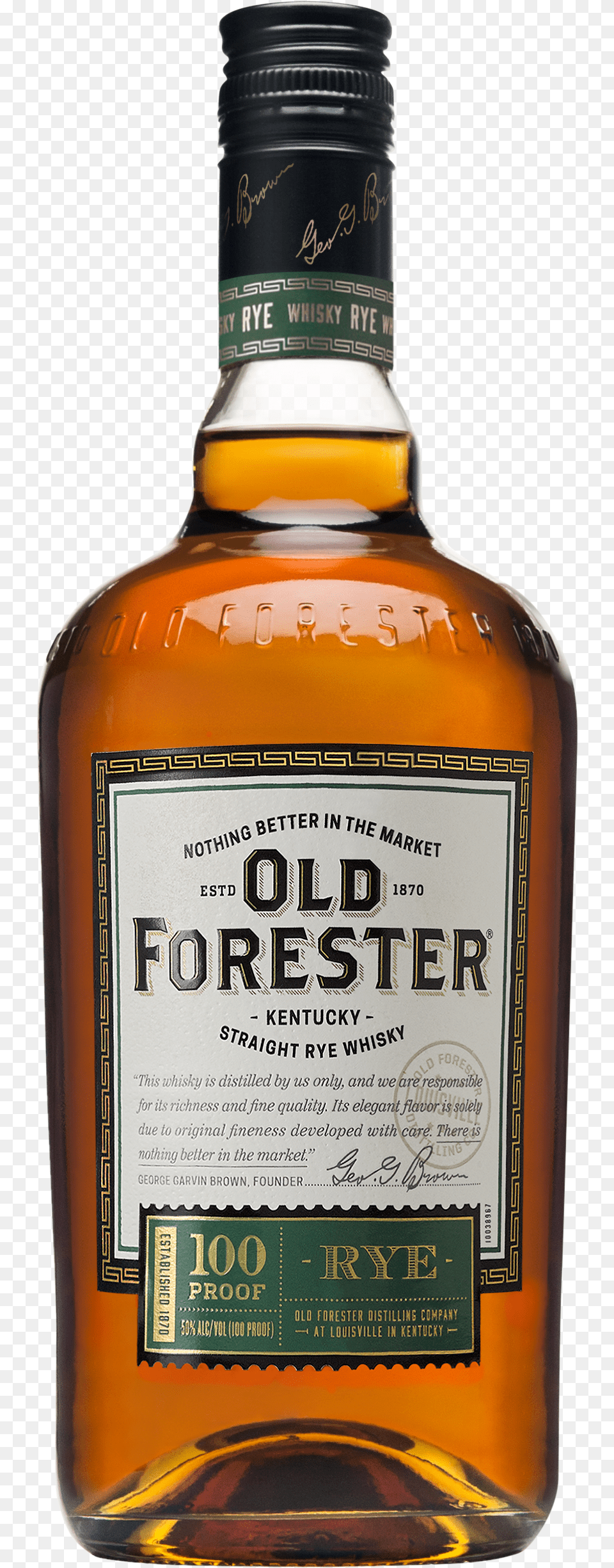 Bottle Old Forester Rye Whiskey, Alcohol, Beverage, Liquor, Whisky Free Transparent Png
