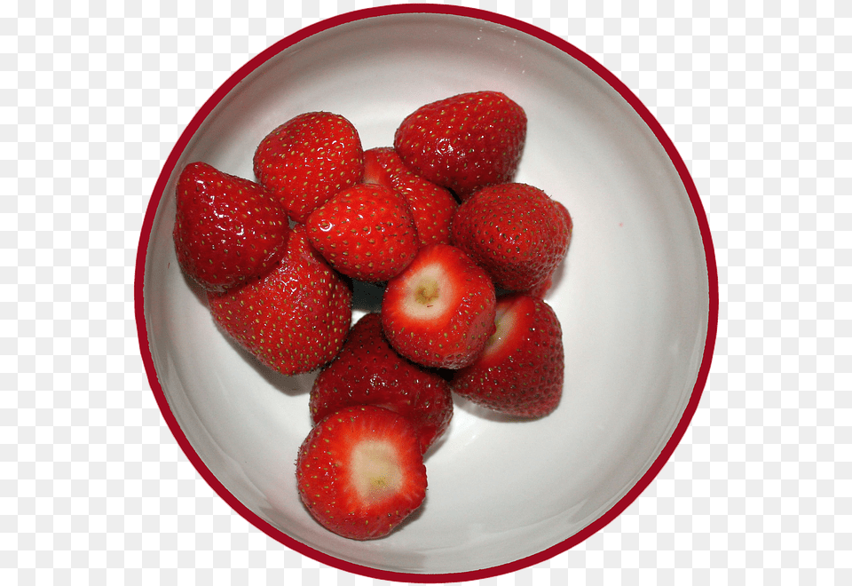 Transparent Bowl Of Strawberries Strawberry In Bowl, Berry, Food, Fruit, Plant Png Image
