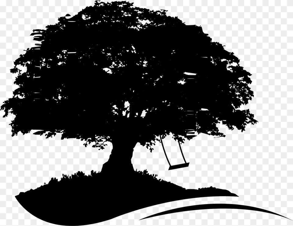 Transparent Breathe Oak Tree Silhouette, Gray Free Png