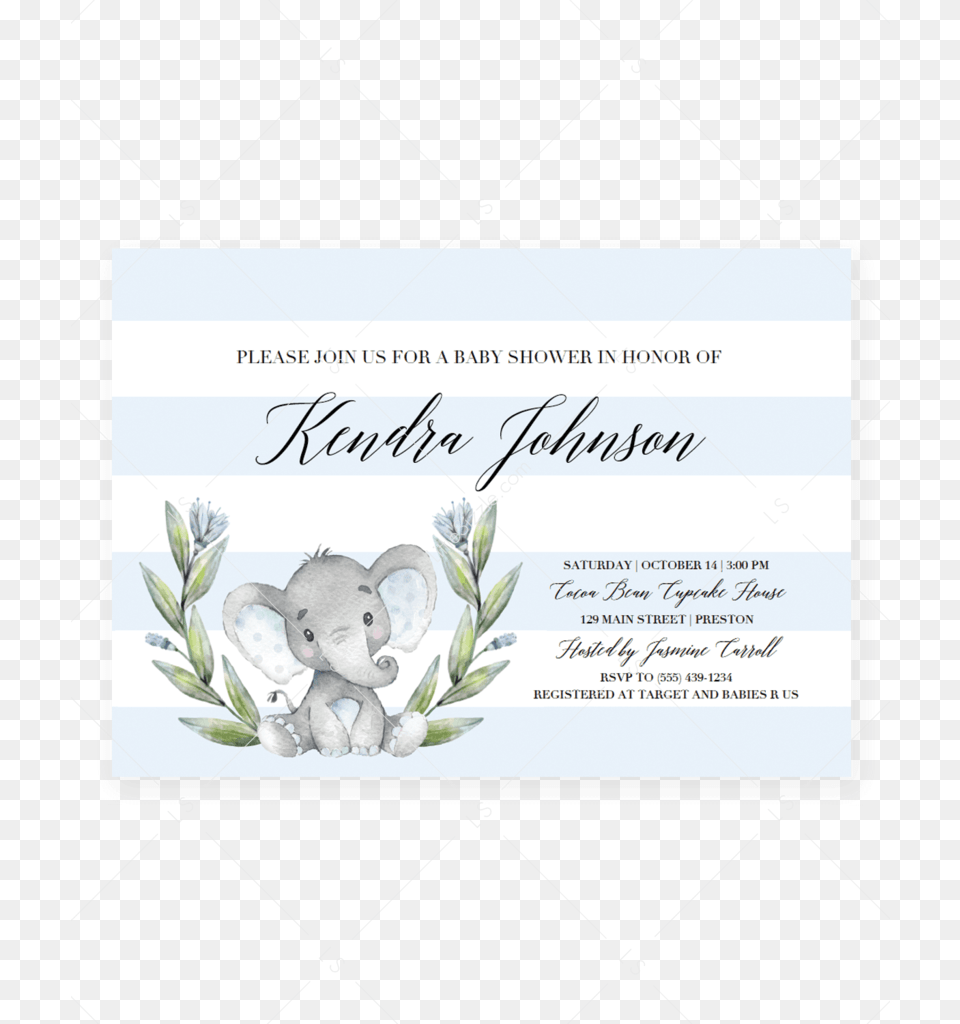 Transparent Bridal Shower Clipart For Invitations Editable Baby Shower Invitation Templates Elephants, Text, Plant, Animal, Bear Free Png Download
