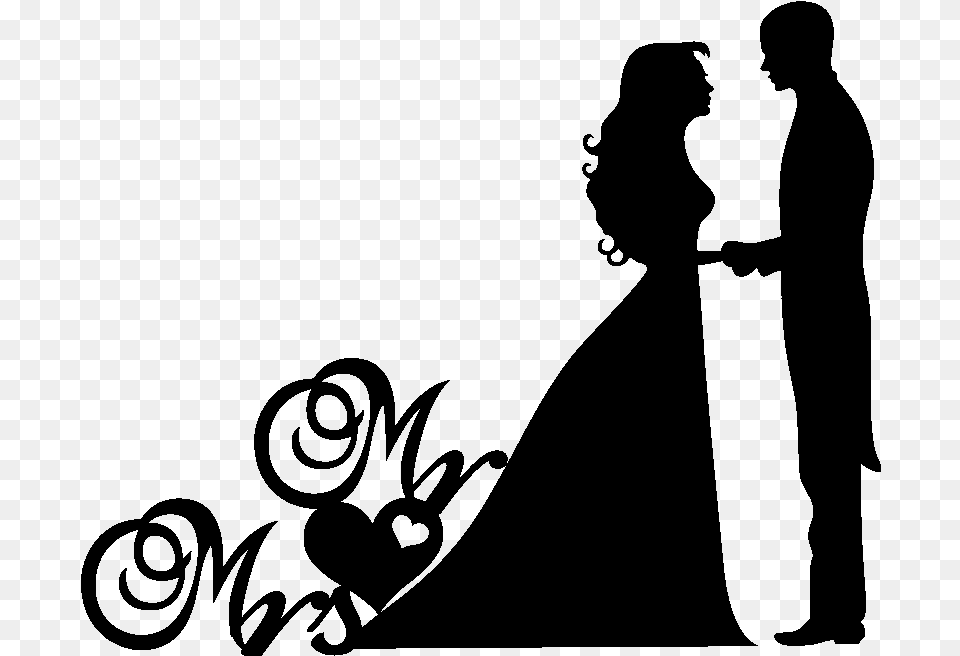 Transparent Bride And Groom Silhouette Mr Amp Mrs Silhouette, Gray Png Image