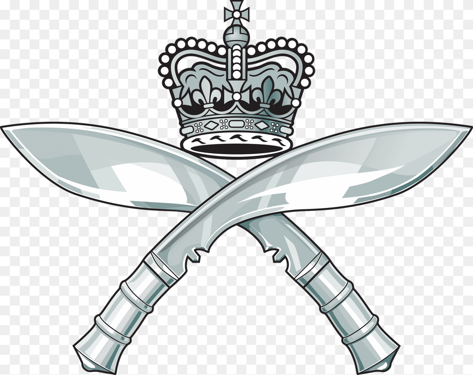 Transparent British Crown Royal Gurkha Rifles Logo, Sword, Weapon, Accessories, Jewelry Free Png