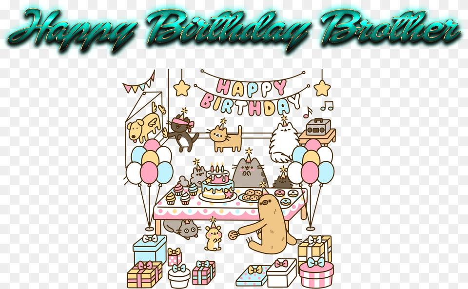 Transparent Brother Happy Birthday Pusheen, People, Person, Birthday Cake, Cake Png