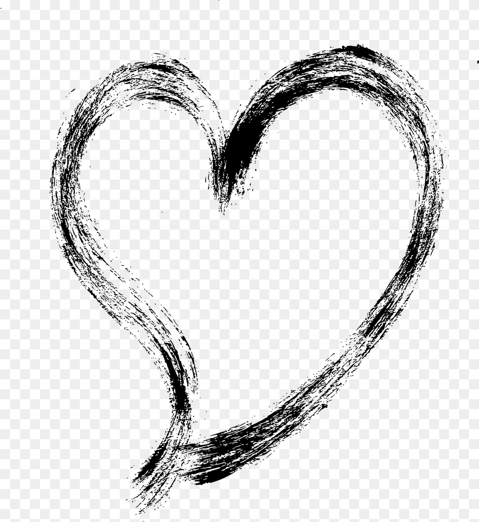 Transparent Brush Heart, Gray Free Png
