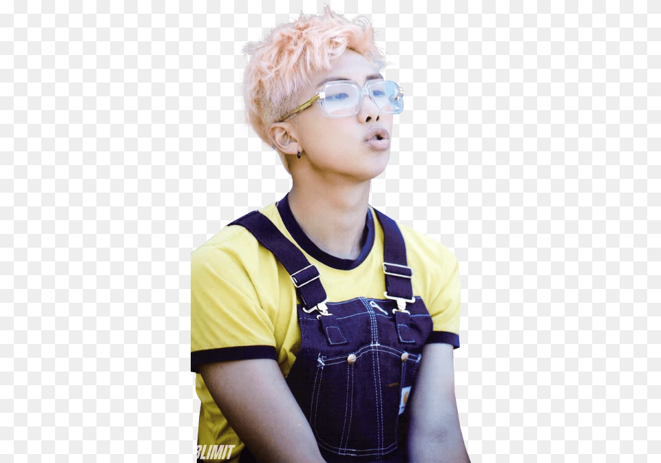 Transparent Bts Tumblr Namjoon Curly Hair And Glasses, Accessories, Person, Clothing, Blonde Free Png