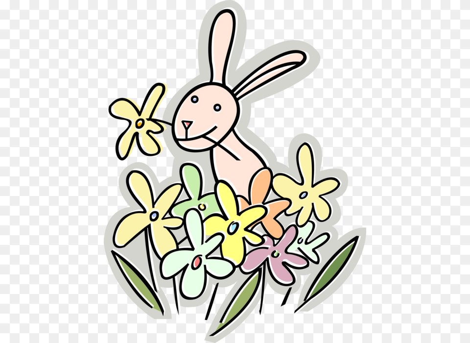 Transparent Bunny Vector Rabbit Eating Flowers Clipart, Animal, Mammal, Kangaroo, Art Png Image