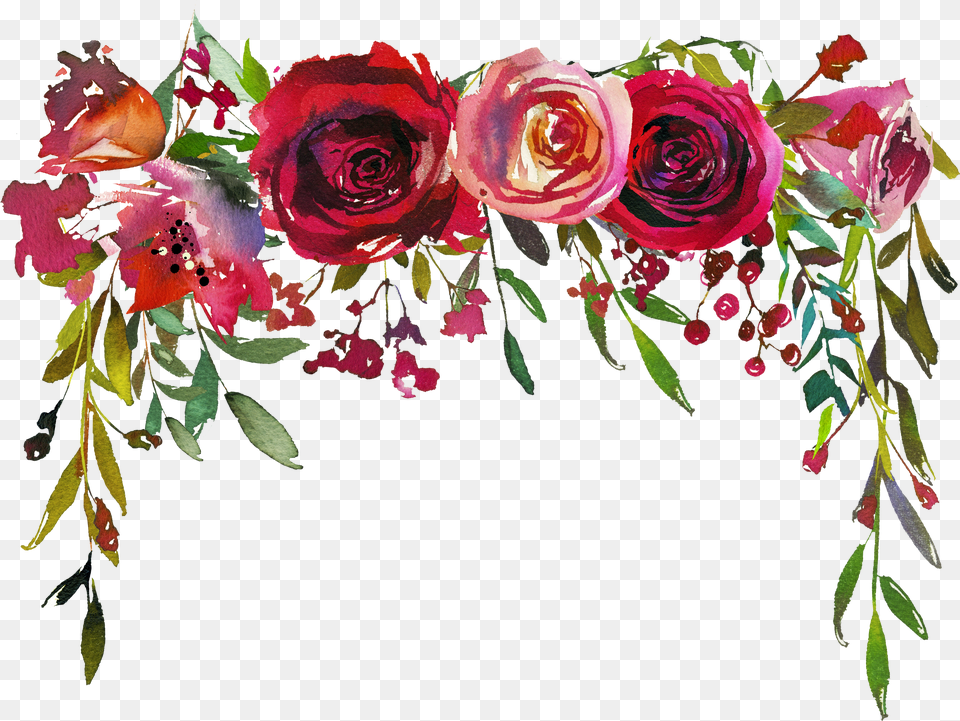 Burgundy Flower Red Floral Border Free Transparent Png