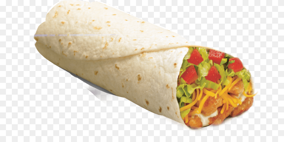 Transparent Burritos Clipart Del Taco Spicy Chicken Burrito, Food, Hot Dog, Sandwich Wrap Free Png