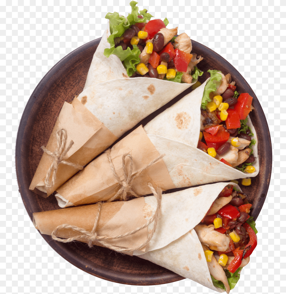 Transparent Burritos Clipart Fahitos, Food, Bread, Sandwich Wrap, Plate Free Png
