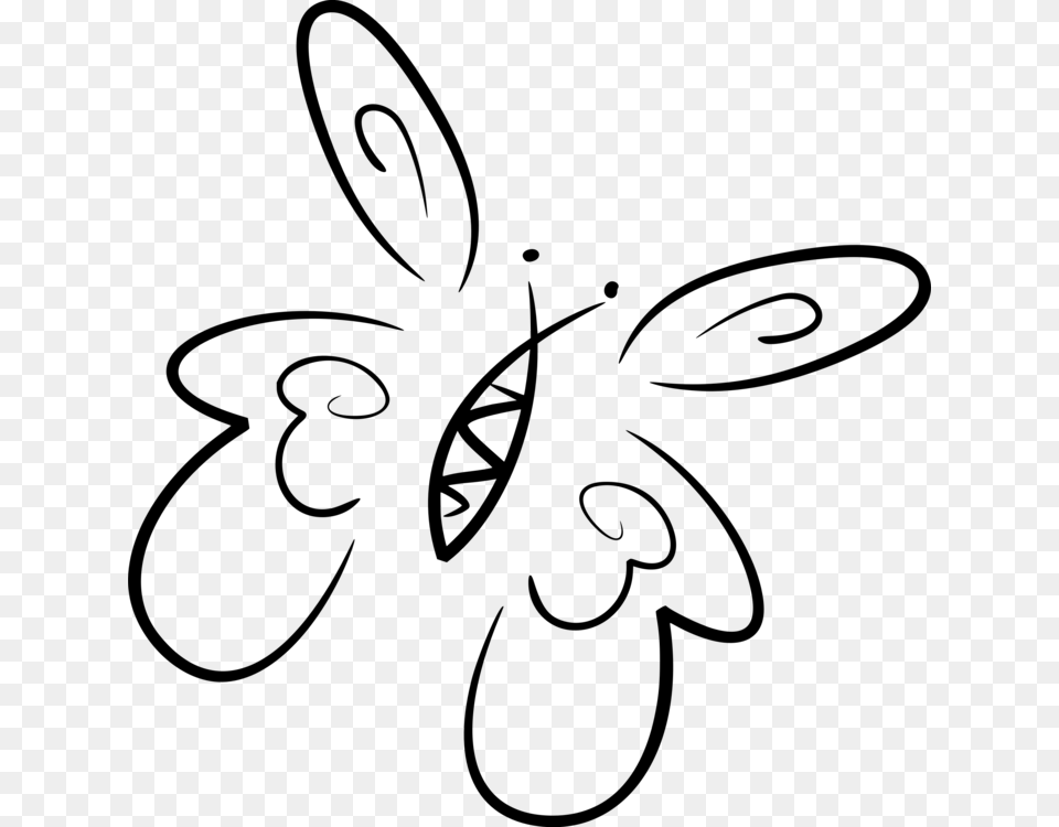 Butterfly Outline, Gray Free Transparent Png