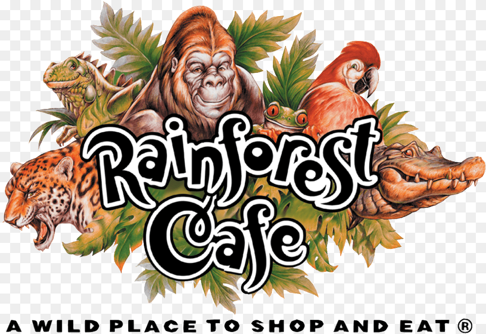Cafe Rainforest Cafe London Logo, Animal, Bird, Mammal, Monkey Free Transparent Png