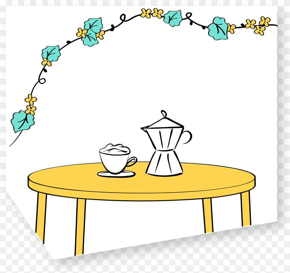 Cafe Table Cartoon, Coffee Table, Furniture, Pottery, Cup Free Transparent Png