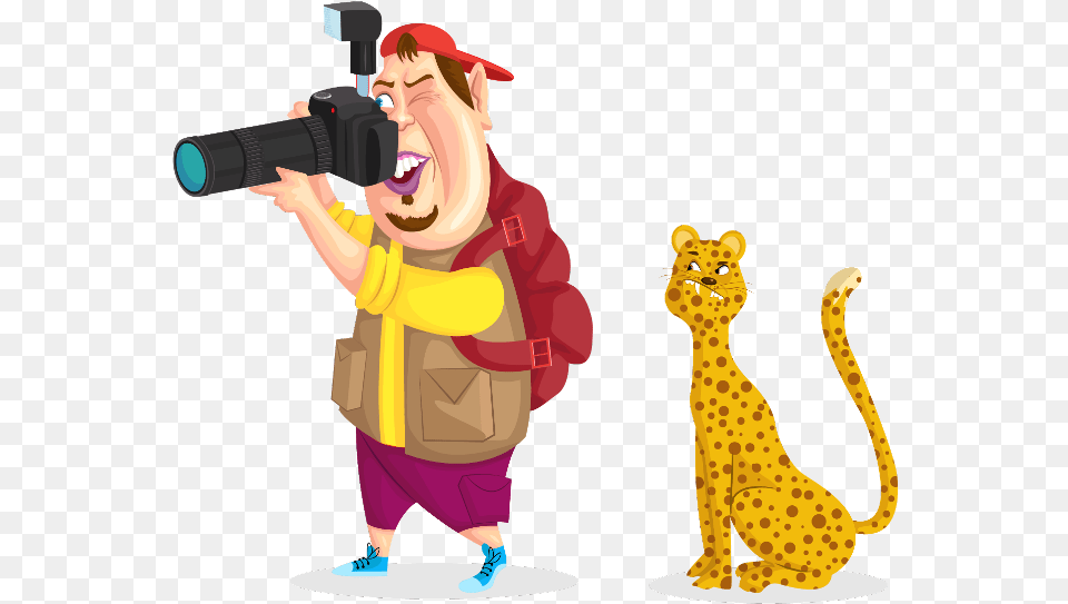 Camera Focus Wildlife Photographer Cartoon, Person, Photography, Adult, Female Free Transparent Png