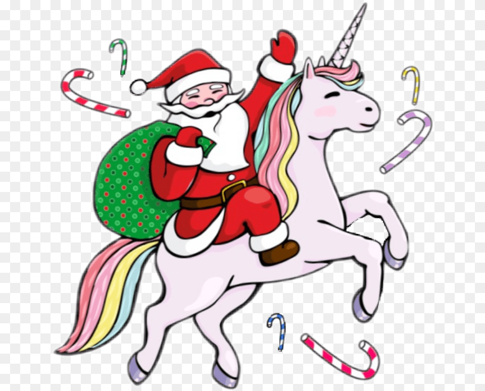 Transparent Candy Cane Clipart Santa Riding A Unicorn, Face, Head, Person, Baby Free Png Download