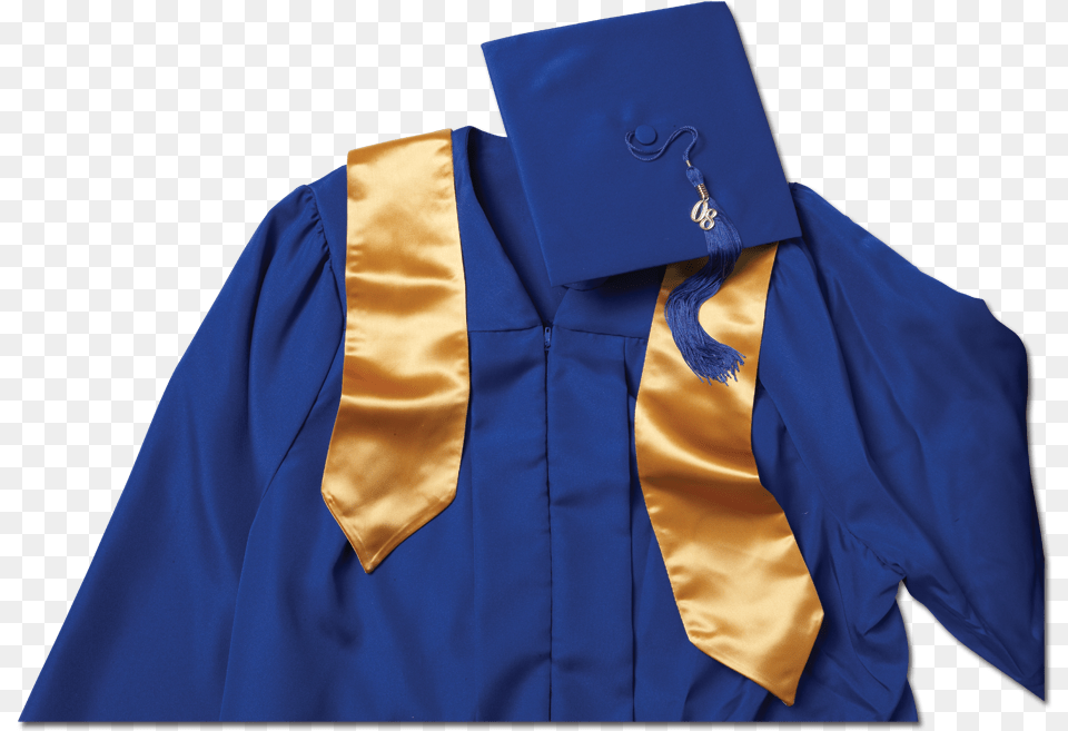 Transparent Cap And Gown Blue And Gold Cap And Gown, Graduation, People, Person, Clothing Free Png