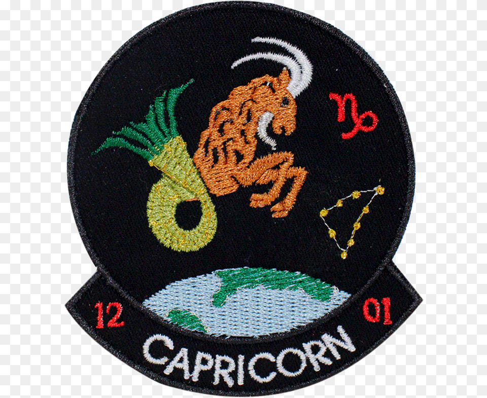 Capricorn Emblem, Embroidery, Symbol, Badge, Logo Free Transparent Png