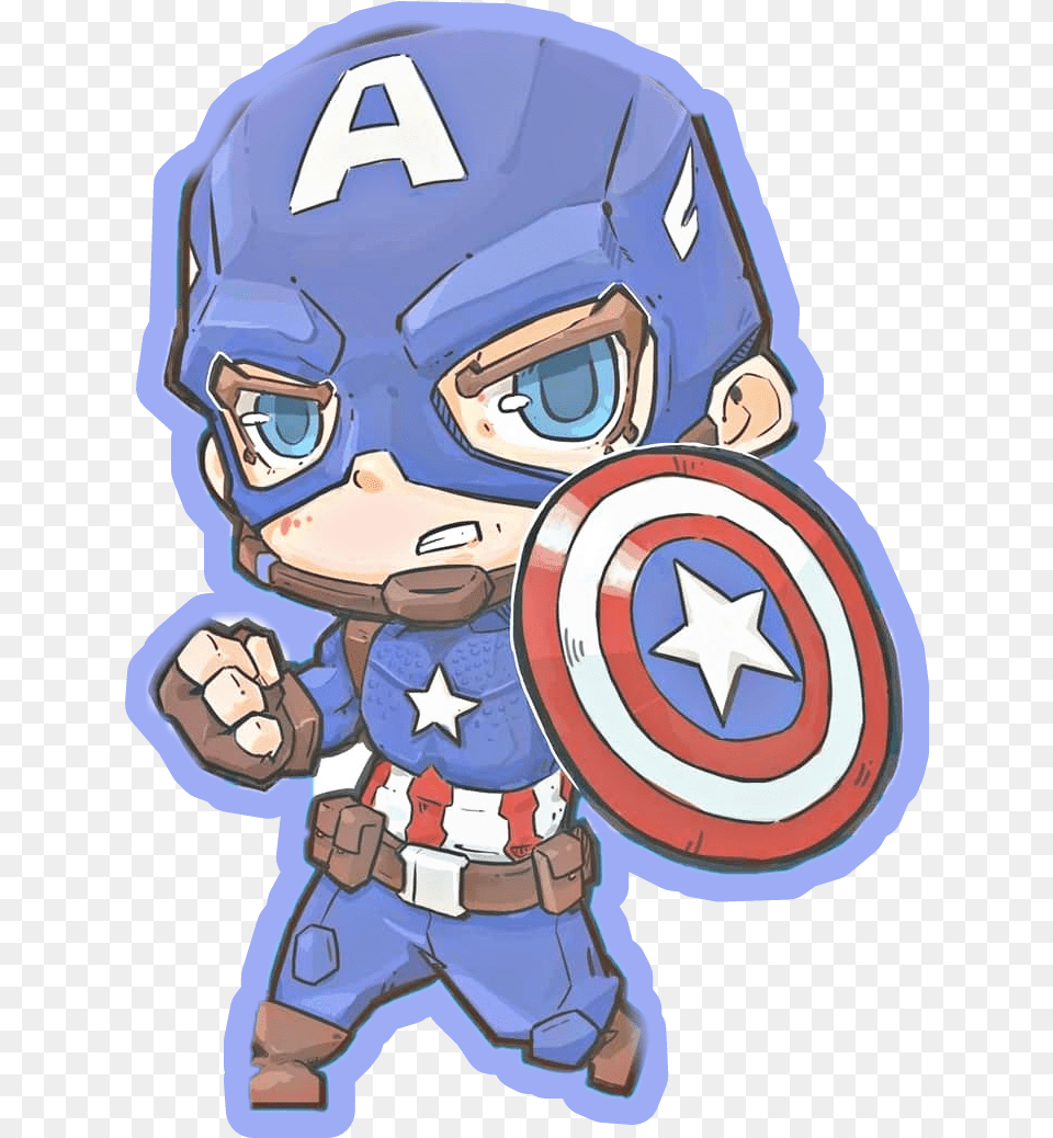 Transparent Captain America Cartoon Chibi Avengers Endgame Captain America, Baby, Person, Book, Comics Free Png Download