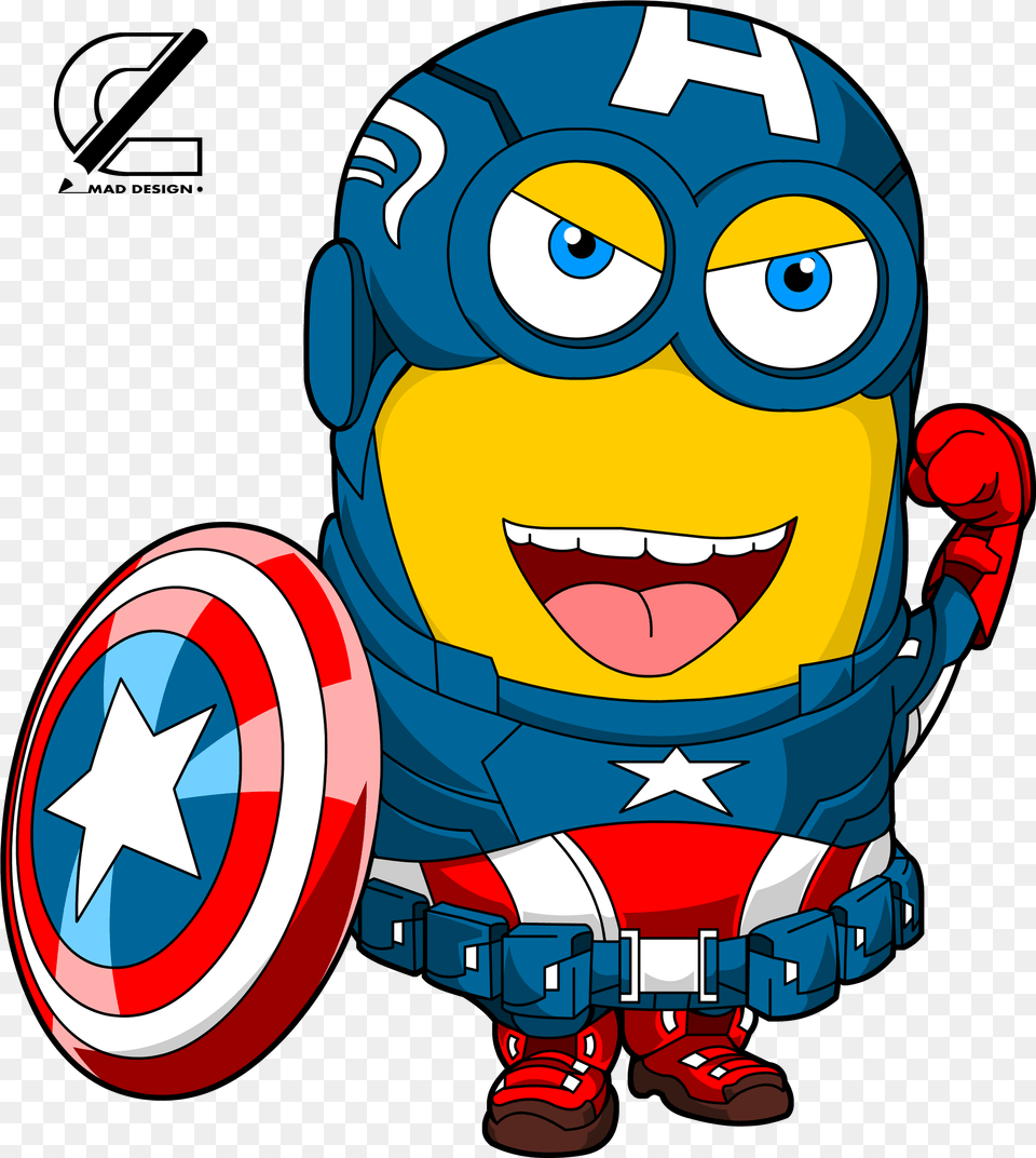 Transparent Captain America Cartoon Minion Captain America, Baby, Person, Face, Head Png Image