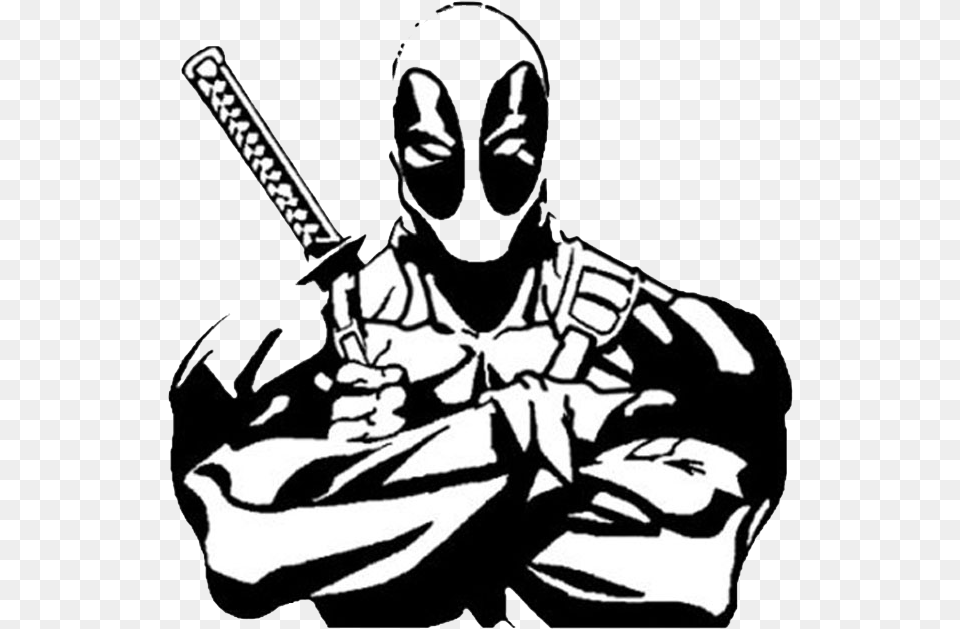 Transparent Car Decals Deadpool Black And White, Stencil, Adult, Female, Person Png Image