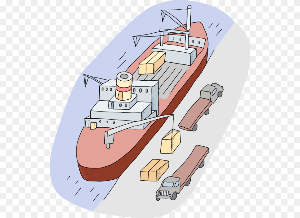 Transparent Cargo Ship Clipart Port Clipart Transparent, Barge, Vehicle, Transportation, Watercraft Free Png