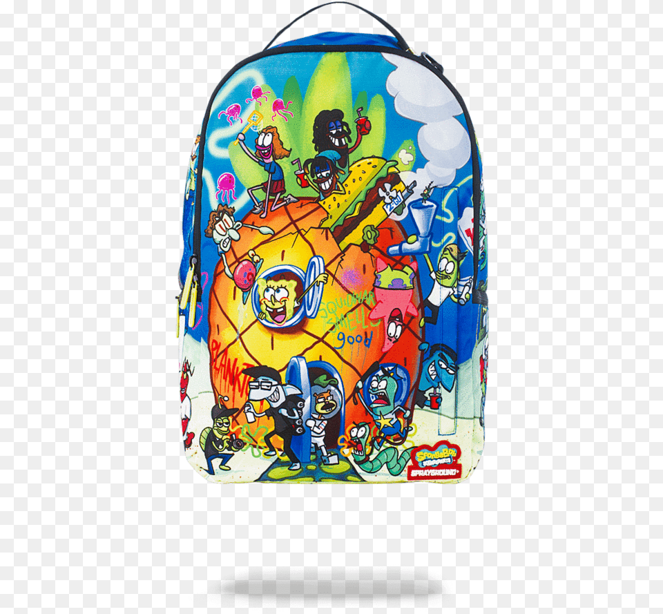Cartoon Backpack Sprayground Spongebob Pineapple Party Backpack, Bag, Person Free Transparent Png