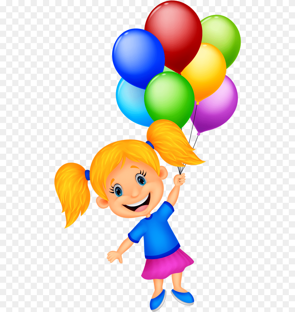 Transparent Cartoon Balloon Girl Holding Balloons Clipart, Baby, Person, Face, Head Free Png