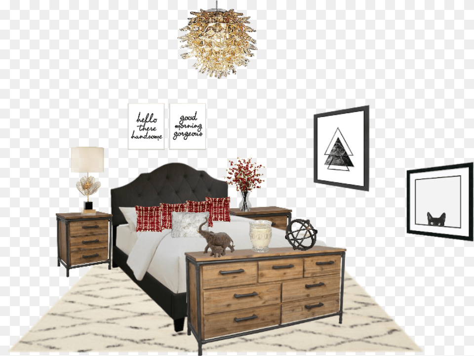 Transparent Cartoon Bed Bedroom, Lamp, Cabinet, Chandelier, Furniture Free Png