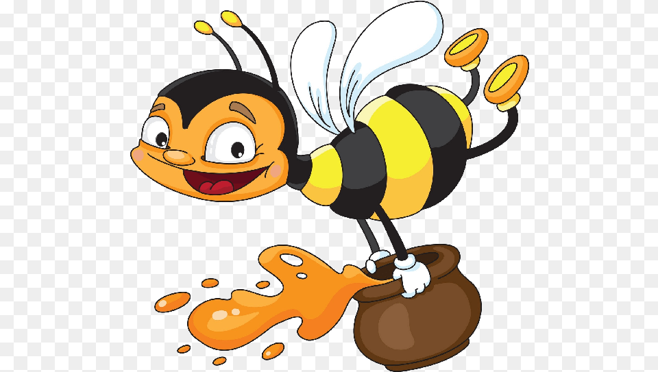 Transparent Cartoon Bee Bee Making Honey Clipart, Animal, Insect, Invertebrate, Wasp Png Image