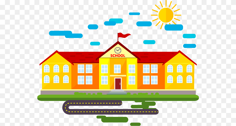 Transparent Cartoon Buildings School Background Cartoon, Neighborhood, Art, Outdoors, Architecture Png