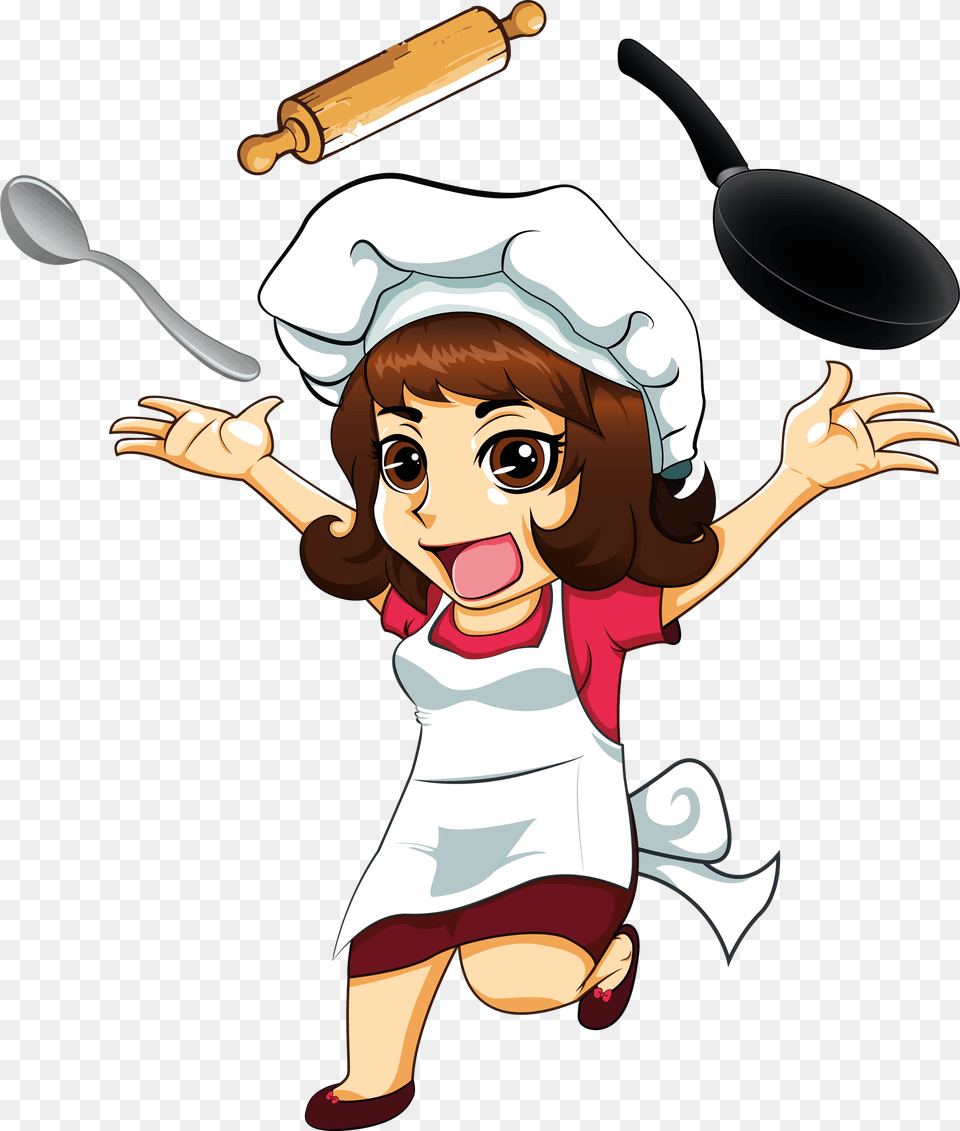 Transparent Cartoon Chef Hat Memorize Biology Fast, Cooking Pan, Cookware, Cutlery, Spoon Free Png Download