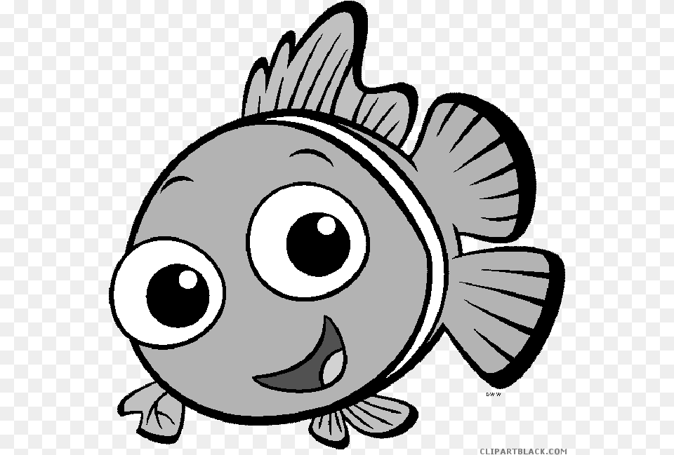 Transparent Cartoon Fish Clipart Black And White, Baby, Person, Art, Animal Free Png Download