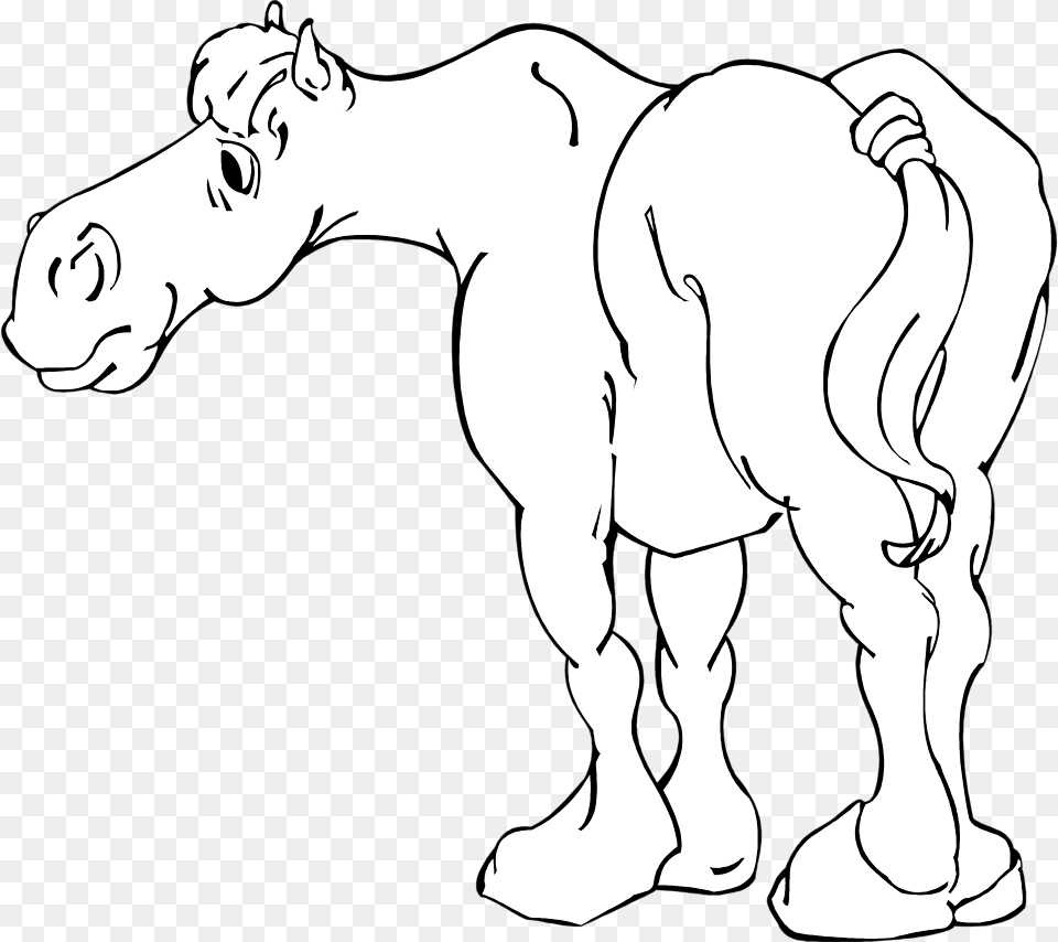 Cartoon Horse Black And White Cartoon Horse, Baby, Person, Animal, Mammal Free Transparent Png