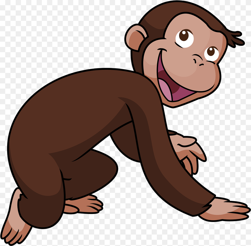 Transparent Cartoon Monkey Brown Monkey Cartoon Clipart Cute, Animal, Wildlife, Baby, Mammal Png Image
