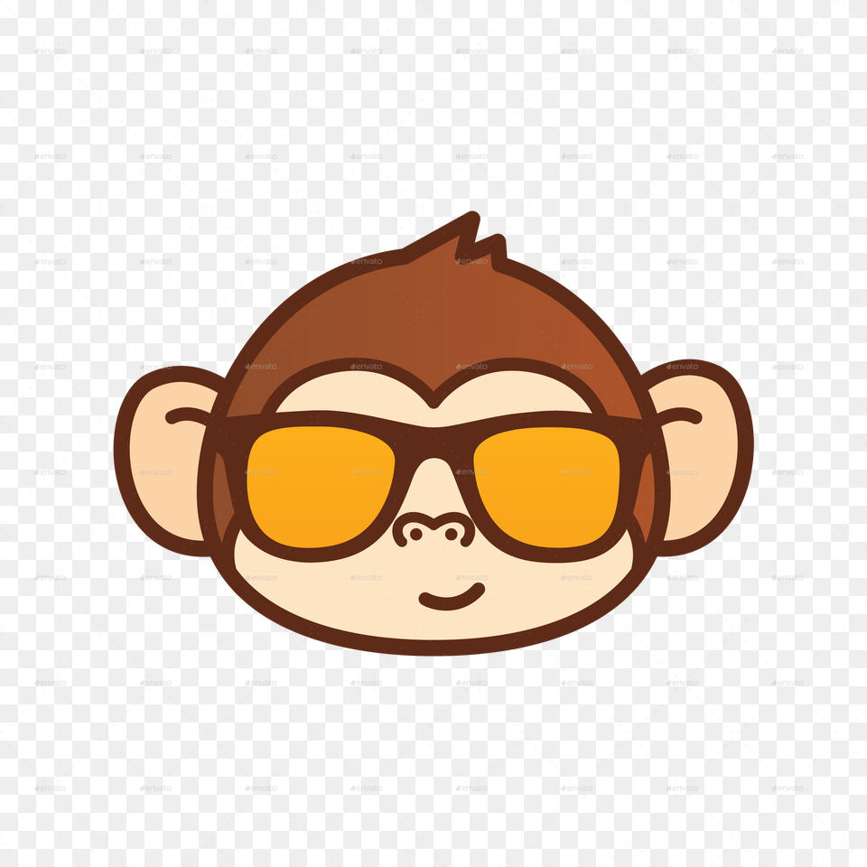 Transparent Cartoon Monkey Cute Monkey Cartoon Face, Accessories, Sunglasses, Glasses, Goggles Png Image