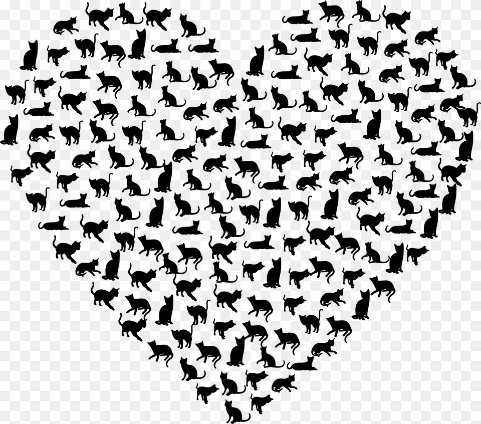 Cats Heart With Paw Print, Gray Free Transparent Png