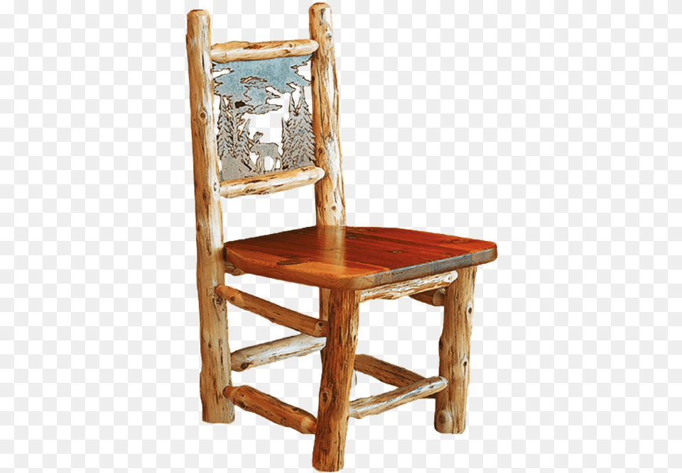 Cedar Log Dining Chair Drc Rustic Chair, Furniture, Wood Free Transparent Png
