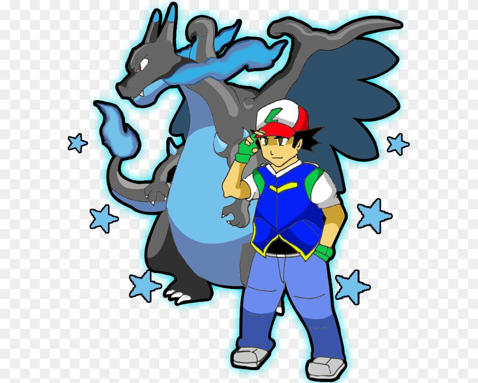 Transparent Charizard Clipart Mega Charizard And Trainer, Book, Comics, Publication, Baby Free Png Download