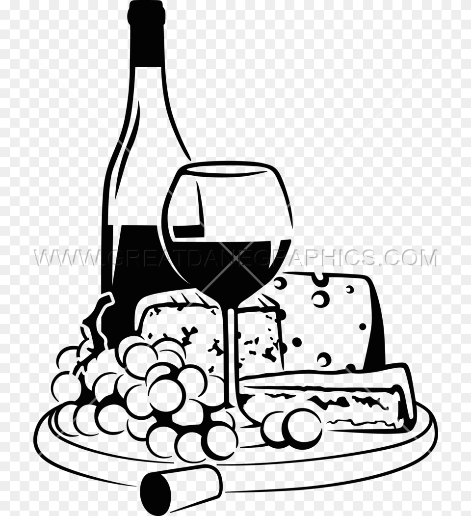 Cheese Clipart Wine Clipart Black And White, Alcohol, Liquor, Wine Bottle, Beverage Free Transparent Png