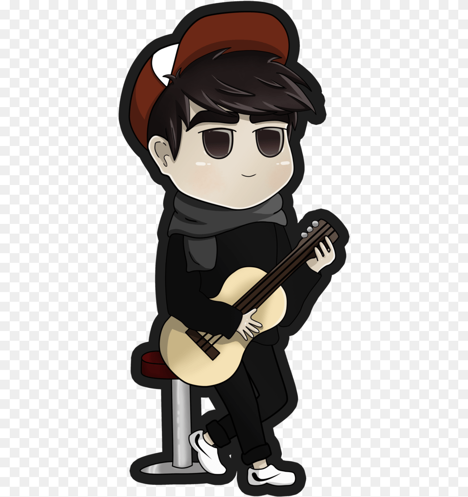 Transparent Chibi Boy Chibi Boy With Guitar, Person, Musical Instrument, Face, Head Png Image