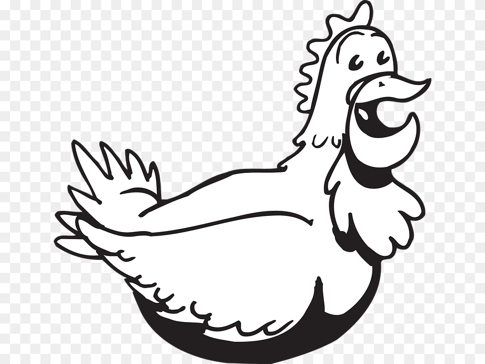 Transparent Chicken Drawing Chicken Cartoon Black And White, Stencil, Baby, Person, Animal Png