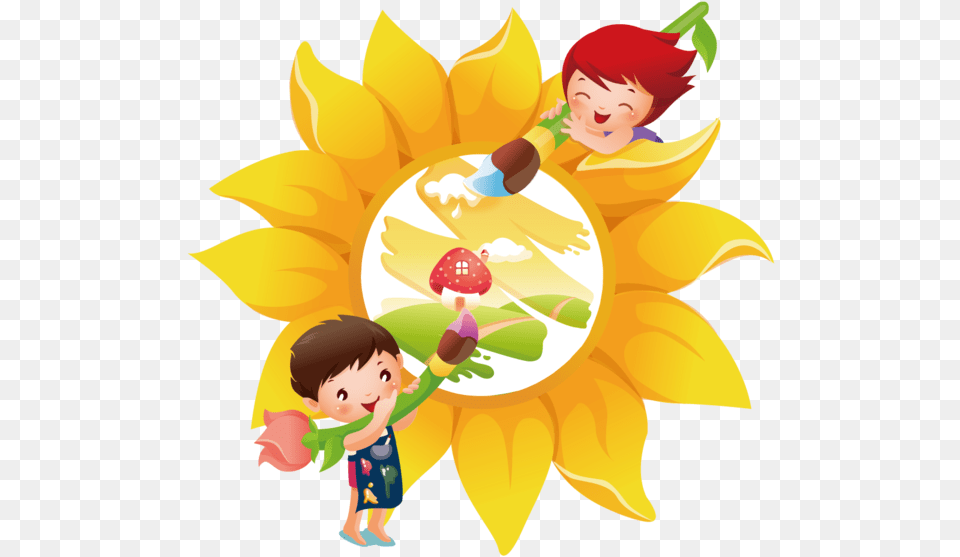 Transparent Child Animation Cartoon Petal For International Cartoon, Sunflower, Plant, Flower, Graphics Png Image