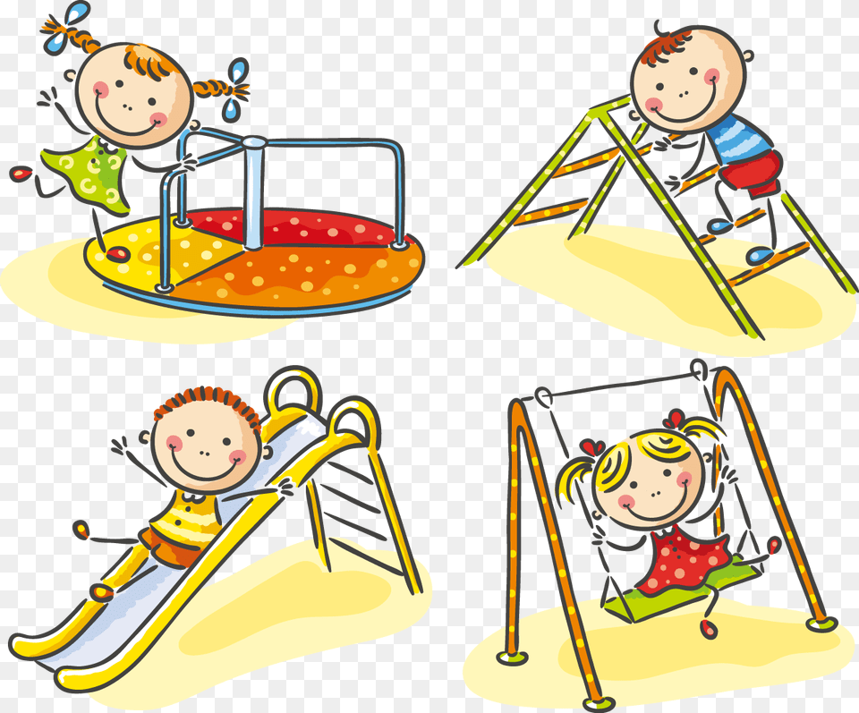 Transparent Children Playing Kids On Playground Cartoon, Outdoor Play Area, Outdoors, Play Area, Baby Png