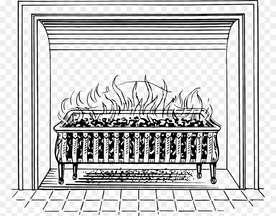 Transparent Chimney Clipart Fireplace Clipart Black And White, Gray Png