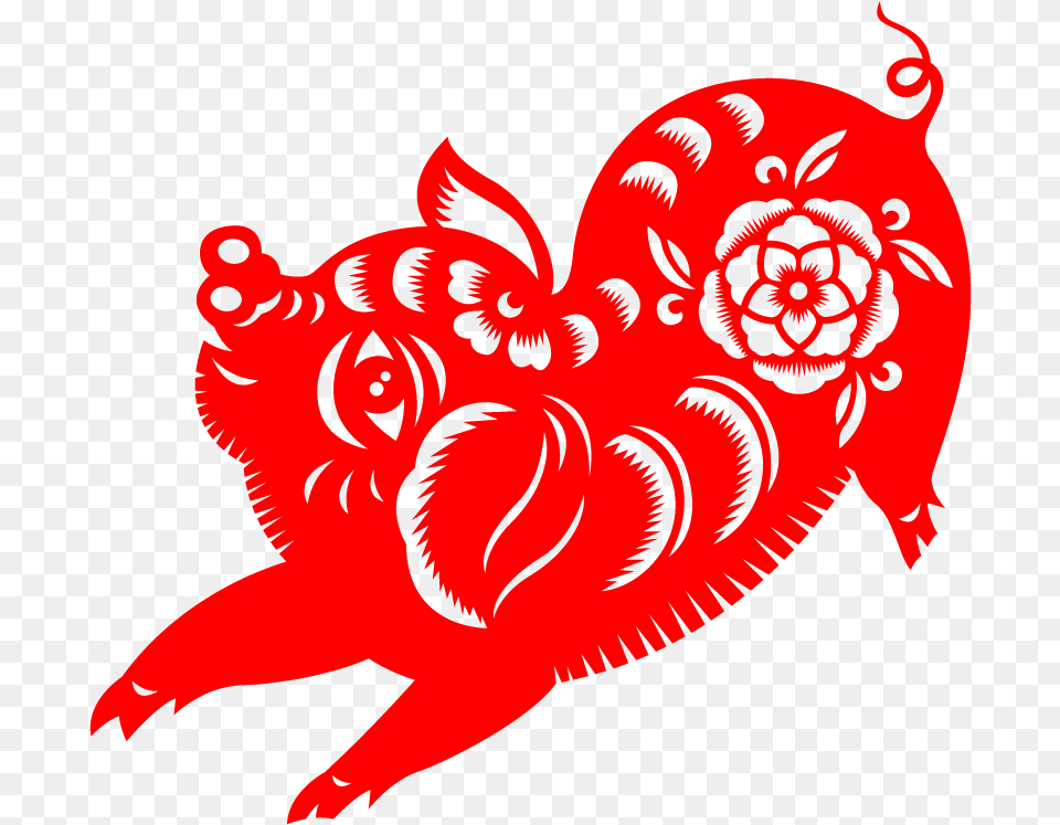 Transparent Chinese New Year Decorations Clipart Paper Cut Chinese New Year Pig, Animal, Mammal, Tiger, Wildlife Png