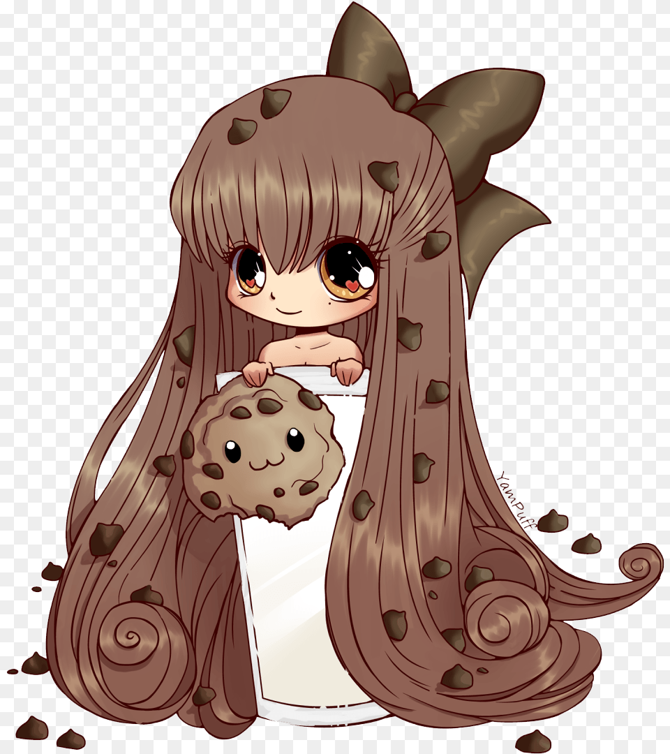 Transparent Chocolate Milk Clipart Cute Food Anime Girl, Book, Comics, Publication, Face Png Image