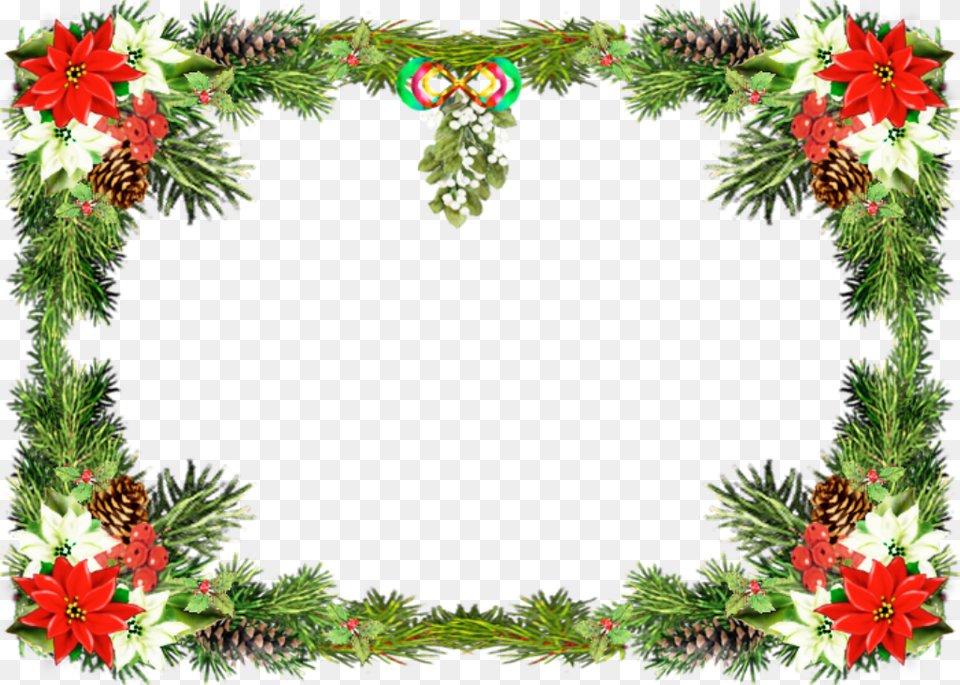 Transparent Christmas Border, Wreath, Pattern, Graphics, Floral Design Png Image