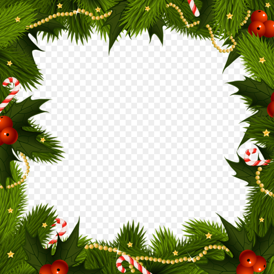 Transparent Christmas Border Frame Christmas Border Transparent Background, Green, Wreath Free Png Download