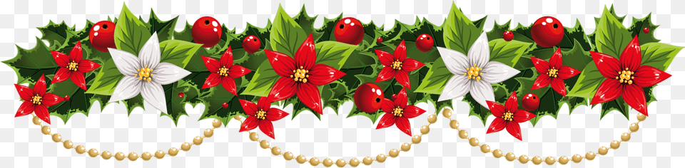Christmas Mistletoe Garland With Pearls, Plant, Leaf, Graphics, Flower Arrangement Free Transparent Png