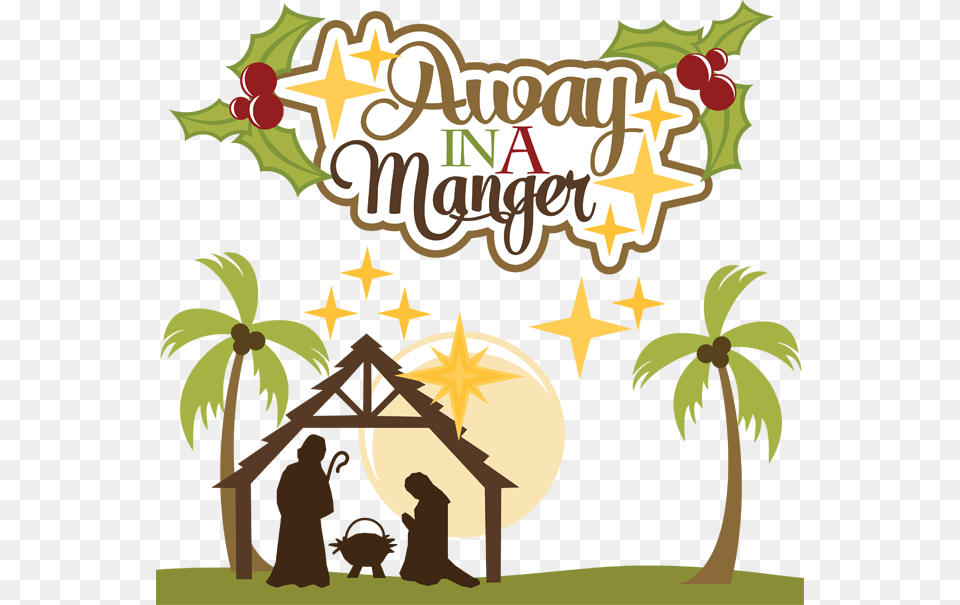 Transparent Christmas Nativity Away In A Manger Clipart, Book, Publication, Advertisement, Poster Png Image